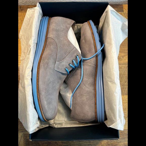 Cole Haan Orig Grand Plain Toe Mens Size 13 Ironstone Gray & Pacific Blue-C29239 - Picture 4 of 6